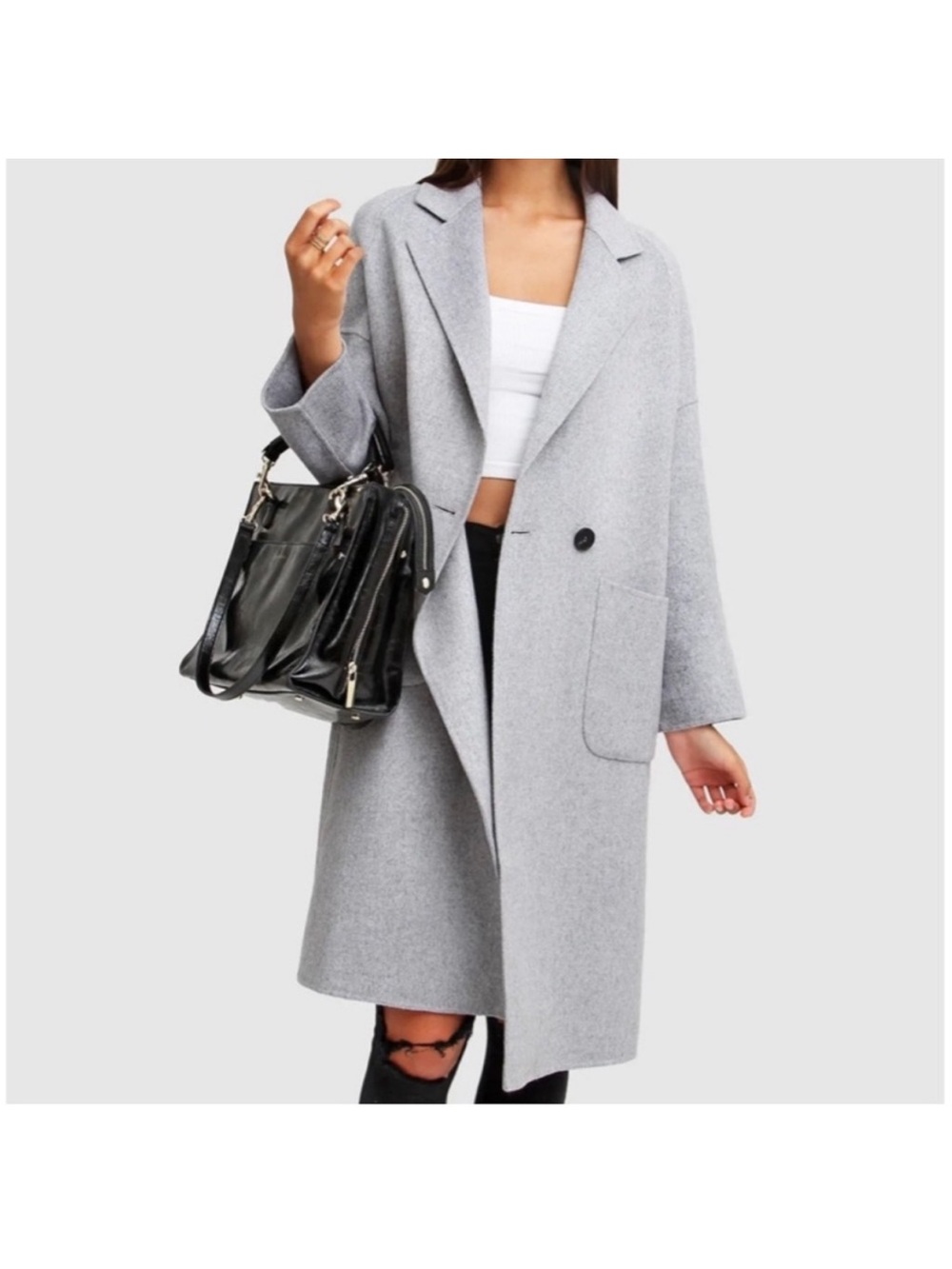 Belle & Bloom publisher Double breasted Wool blend coat size Large